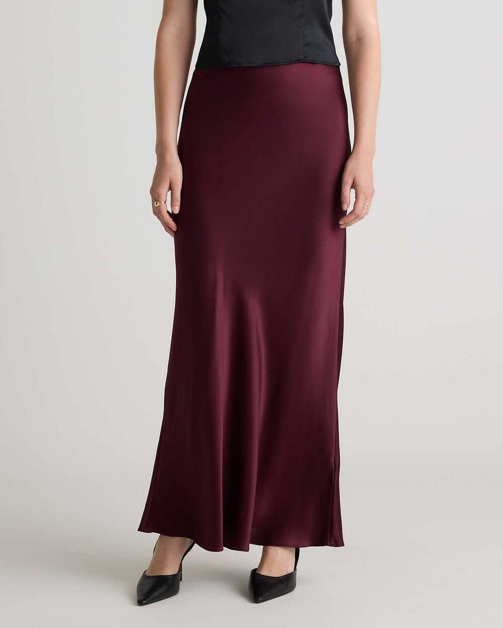 Quince 100% Silk Ruby Maroon Red Maxi Skirt Slip Soft Flowy Quiet Luxury Size XL
